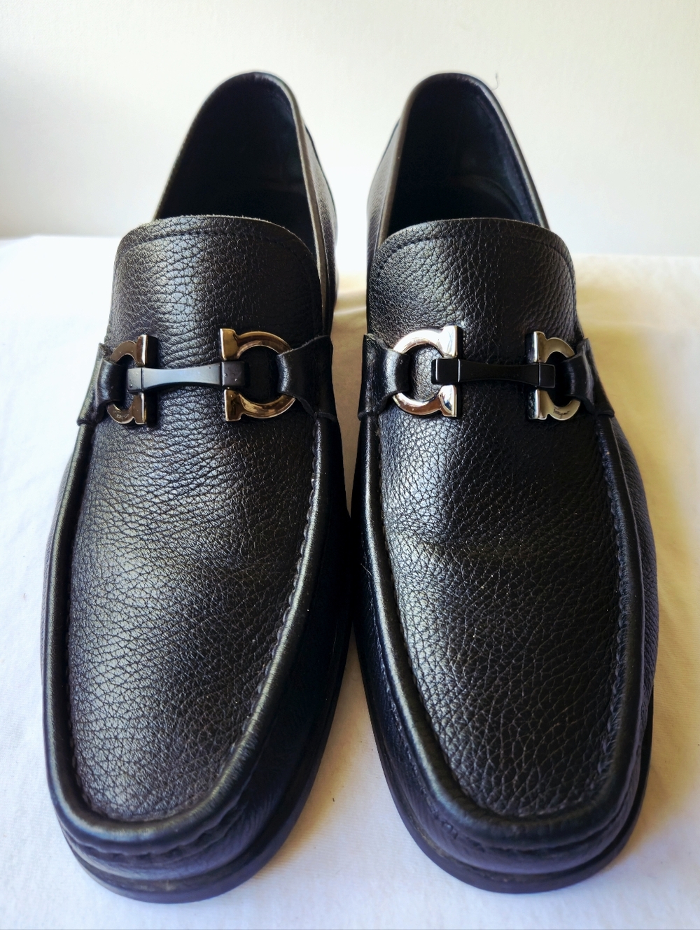 Salvatore Ferragamo Grandiso Men's Gancini Bit Leather Loafers Black Size 9.5